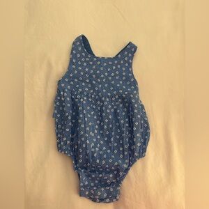 Blue Floral Baby Romper